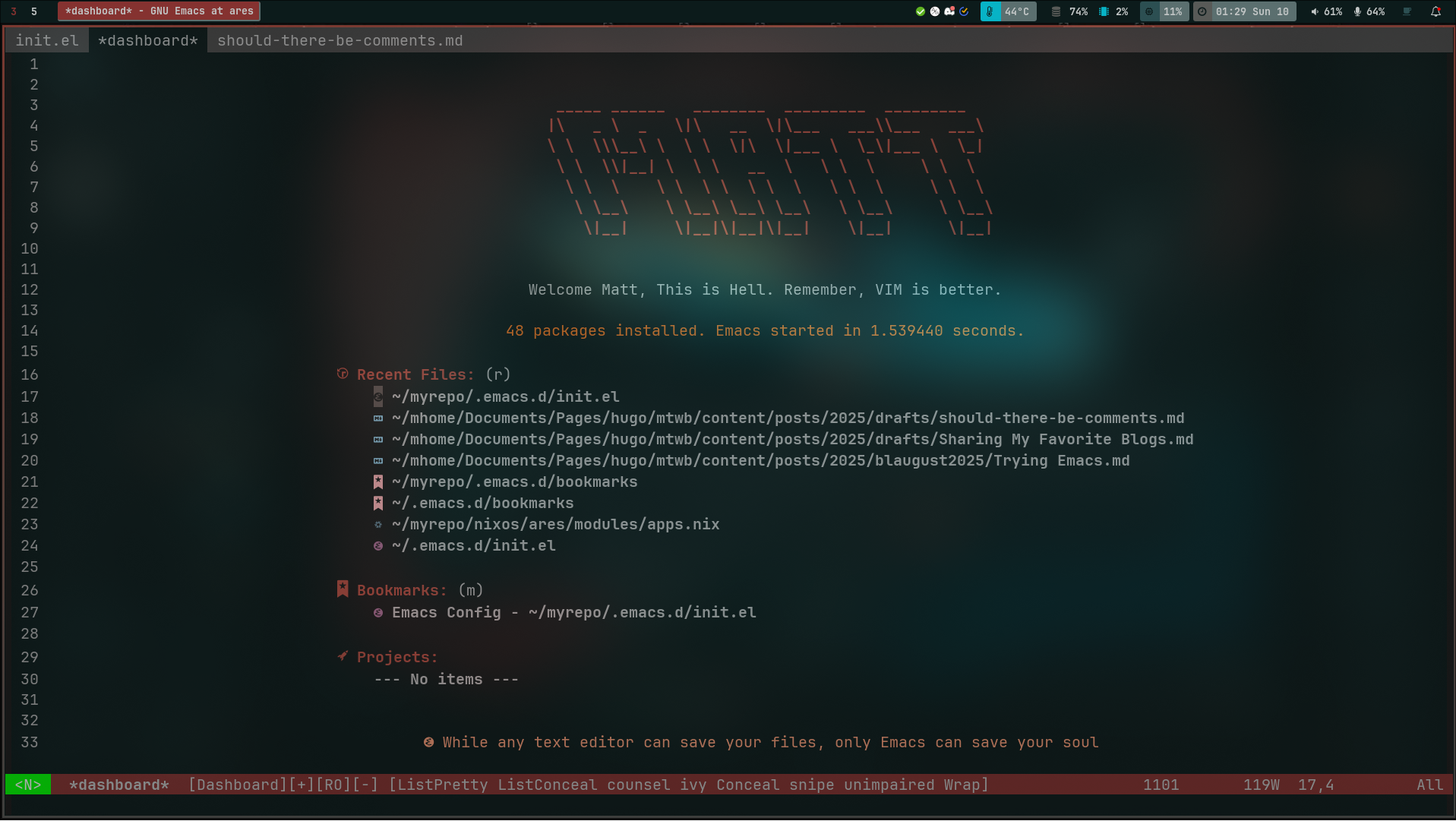 Emacs Week 1