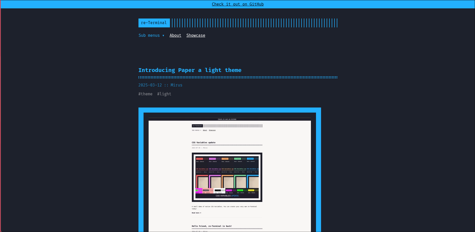 re-terminal hugo theme